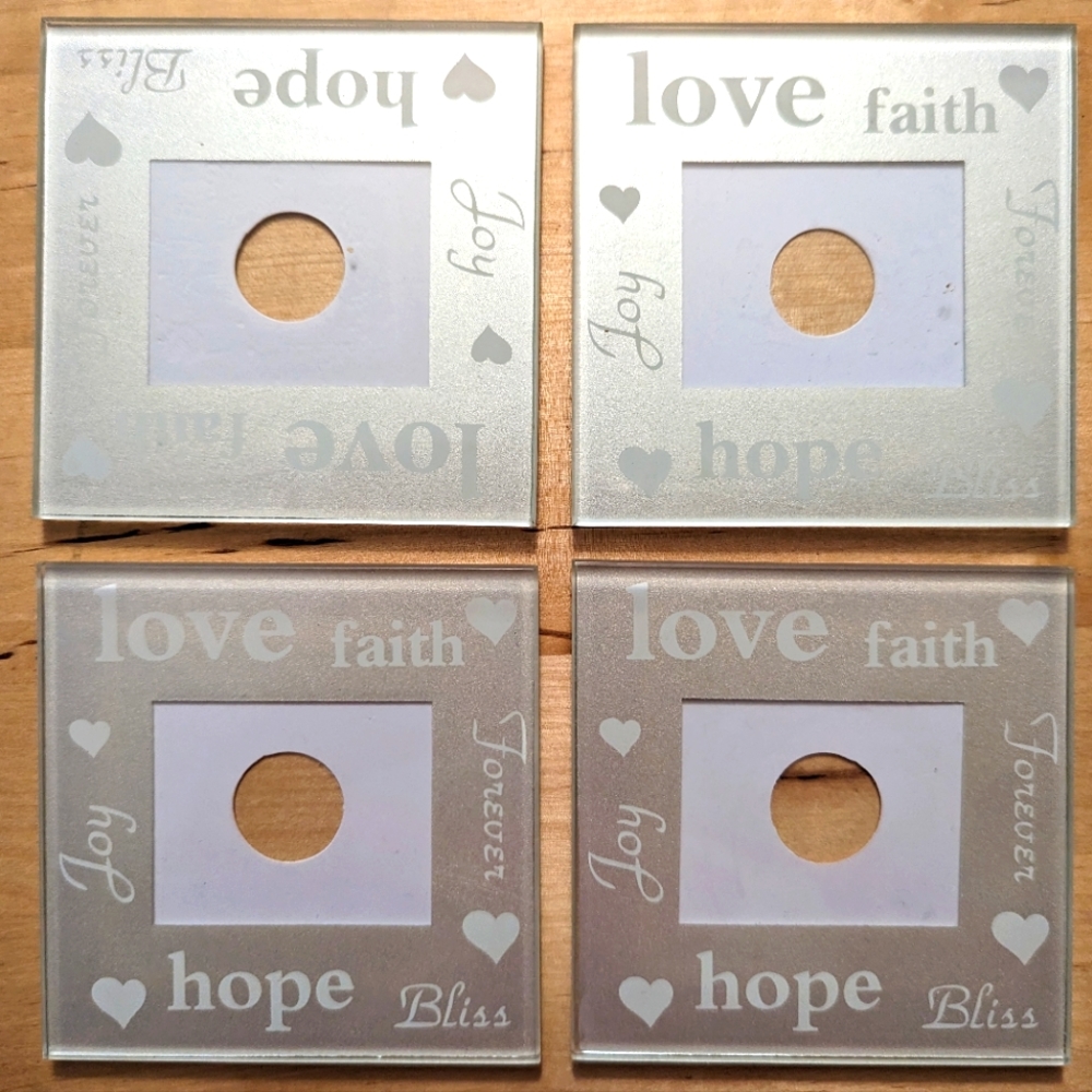 Set of 4 Glass Coasters w/ Photo Frames